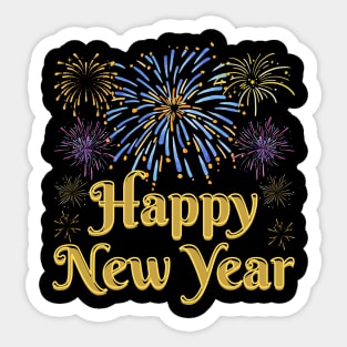 Happy New Year with Fireworks Celebration Sticker